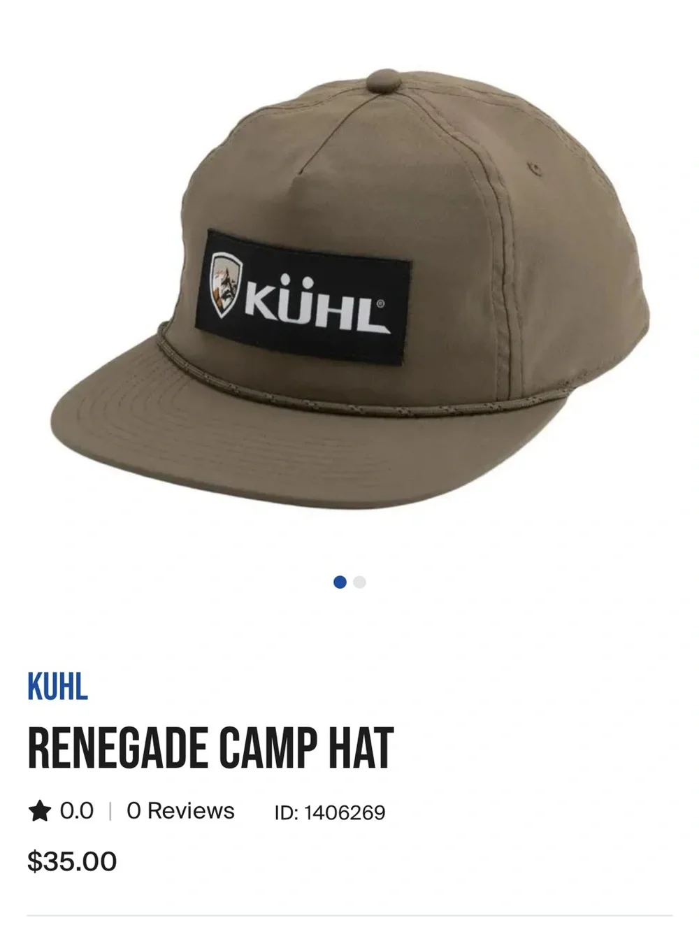 KÜHL Renegade Camp Hat Youth OS Burnt Olive Snapback Outdoor Hiking Cap